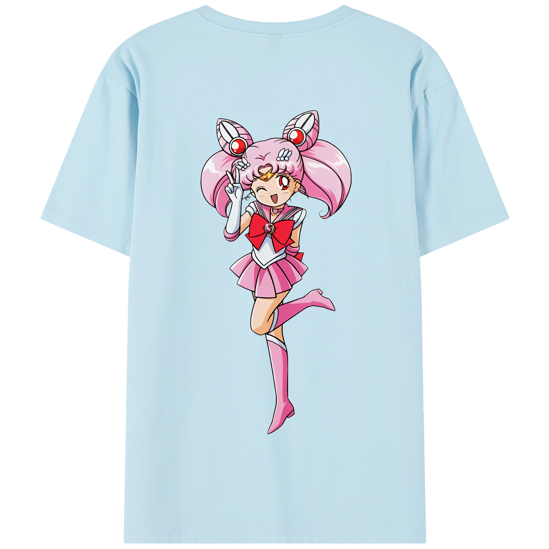 （画像用） 美少女戦士セーラームーン ちびうさ Sailor Moon Chibiusa Tsukino Usagi Small Lady Serenity 綿100％半袖Tシャツ（背面プリント）